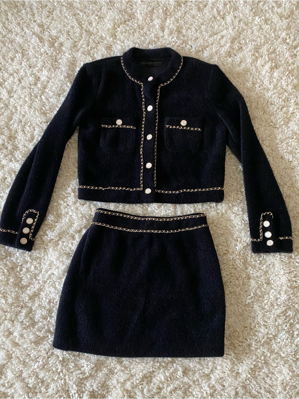 Endless Rose Black Chain Trimmed Jacket and Skirt Set - Picture 3 of 5